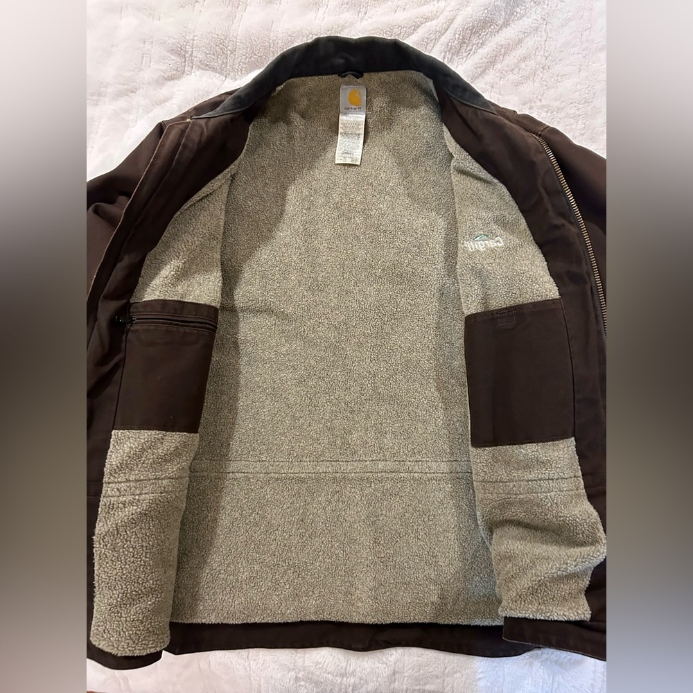 Mens Carhartt Chore Coat Heavy Canvas lined in Sherpa Fleece Size 2X Large - Picture 2 of 6